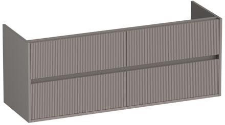 Brauer Adore Wavy - Onderkast - 140 cm - met 4 Softclose Lades Greeploos en 2 Sifon Uitsparingen - Mat Taupe