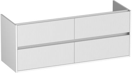 Brauer Adore Wavy - Onderkast - 140 cm - met 4 Softclose Lades Greeploos en 2 Sifon Uitsparingen - Mat Wit