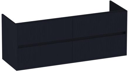 Brauer Adore Wavy - Onderkast - 140 cm - met 4 Softclose Lades Greeploos en 2 Sifon Uitsparingen - Mat Zwart