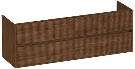 Brauer Adore Wavy - Onderkast - 160 cm - met 4 Softclose Lades Greeploos en 2 Sifon Uitsparingen - Forest Cacao