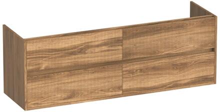 Brauer Adore Wavy - Onderkast - 160 cm - met 4 Softclose Lades Greeploos en 2 Sifon Uitsparingen - Honey