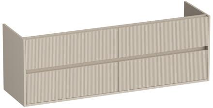 Brauer Adore Wavy - Onderkast - 160 cm - met 4 Softclose Lades Greeploos en 2 Sifon Uitsparingen - Mat Beige