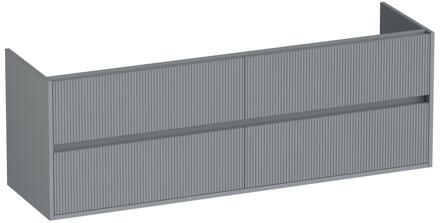 Brauer Adore Wavy - Onderkast - 160 cm - met 4 Softclose Lades Greeploos en 2 Sifon Uitsparingen - Mat Grijs