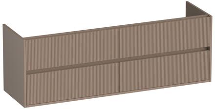 Brauer Adore Wavy - Onderkast - 160 cm - met 4 Softclose Lades Greeploos en 2 Sifon Uitsparingen - Mat Mokka