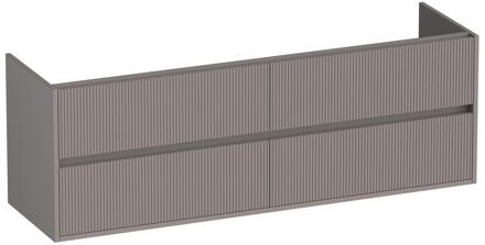 Brauer Adore Wavy - Onderkast - 160 cm - met 4 Softclose Lades Greeploos en 2 Sifon Uitsparingen - Mat Taupe