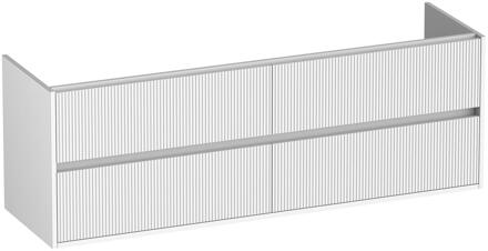 Brauer Adore Wavy - Onderkast - 160 cm - met 4 Softclose Lades Greeploos en 2 Sifon Uitsparingen - Mat Wit