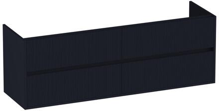 Brauer Adore Wavy - Onderkast - 160 cm - met 4 Softclose Lades Greeploos en 2 Sifon Uitsparingen - Mat Zwart