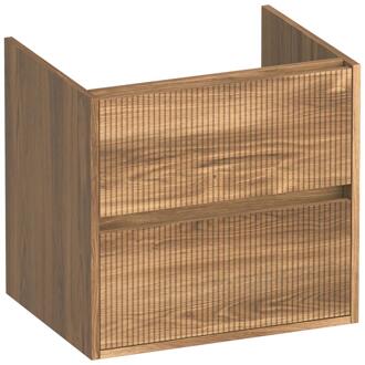 Brauer Adore Wavy - Onderkast - 60 cm - met 2 Softclose Lades Greeploos en 1 Sifon Uitsparing - Honey