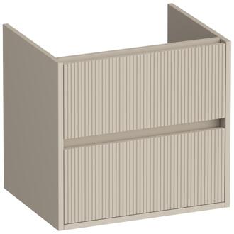 Brauer Adore Wavy - Onderkast - 60 cm - met 2 Softclose Lades Greeploos en 1 Sifon Uitsparing - Mat Beige