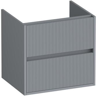 Brauer Adore Wavy - Onderkast - 60 cm - met 2 Softclose Lades Greeploos en 1 Sifon Uitsparing - Mat Grijs