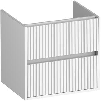 Brauer Adore Wavy - Onderkast - 60 cm - met 2 Softclose Lades Greeploos en 1 Sifon Uitsparing - Mat Wit