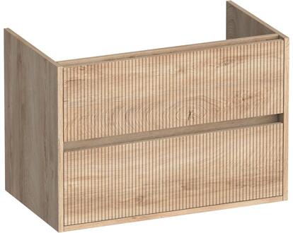 Brauer Adore Wavy - Onderkast - 80 cm - met 2 Softclose Lades Greeploos en 1 Sifon Uitsparing - Forest Wheat