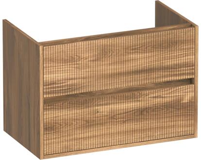 Brauer Adore Wavy - Onderkast - 80 cm - met 2 Softclose Lades Greeploos en 1 Sifon Uitsparing - Honey