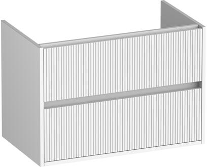 Brauer Adore Wavy - Onderkast - 80 cm - met 2 Softclose Lades Greeploos en 1 Sifon Uitsparing - Mat Wit