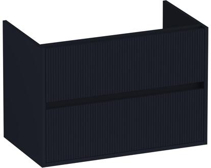 Brauer Adore Wavy - Onderkast - 80 cm - met 2 Softclose Lades Greeploos en 1 Sifon Uitsparing - Mat Zwart