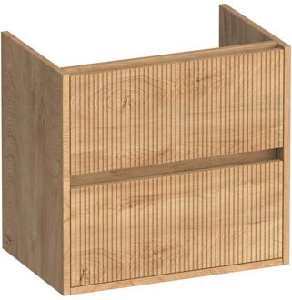 Brauer Adore Wavy - Onderkast Ondiep - 60 cm - met 2 Softclose Lades Greeploos en 1 Sifon Uitsparing - Forest Tan