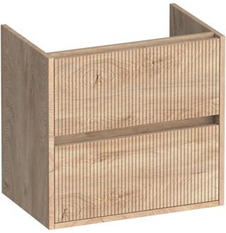 Brauer Adore Wavy - Onderkast Ondiep - 60 cm - met 2 Softclose Lades Greeploos en 1 Sifon Uitsparing - Forest Wheat