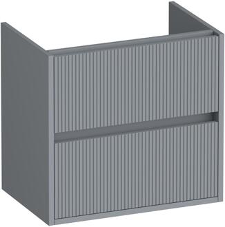 Brauer Adore Wavy - Onderkast Ondiep - 60 cm - met 2 Softclose Lades Greeploos en 1 Sifon Uitsparing - Mat Grijs