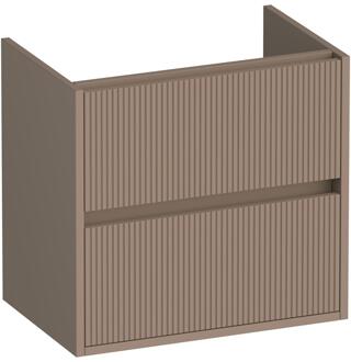 Brauer Adore Wavy - Onderkast Ondiep - 60 cm - met 2 Softclose Lades Greeploos en 1 Sifon Uitsparing - Mat Mokka