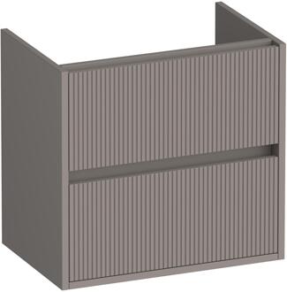 Brauer Adore Wavy - Onderkast Ondiep - 60 cm - met 2 Softclose Lades Greeploos en 1 Sifon Uitsparing - Mat Taupe