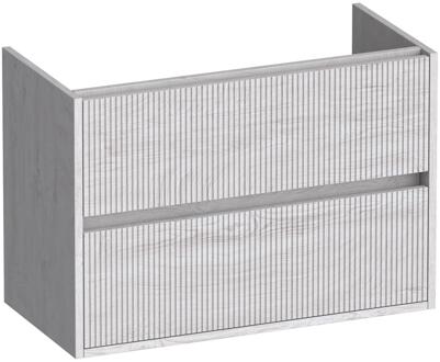 Brauer Adore Wavy - Onderkast Ondiep - 80 cm - met 2 Softclose Lades Greeploos en 1 Sifon Uitsparing - Forest Seashell