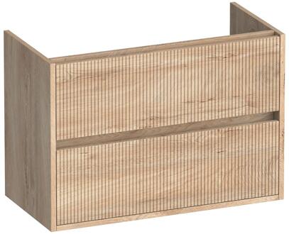 Brauer Adore Wavy - Onderkast Ondiep - 80 cm - met 2 Softclose Lades Greeploos en 1 Sifon Uitsparing - Forest Wheat