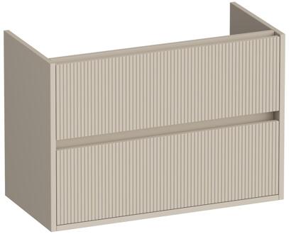 Brauer Adore Wavy - Onderkast Ondiep - 80 cm - met 2 Softclose Lades Greeploos en 1 Sifon Uitsparing - Mat Beige