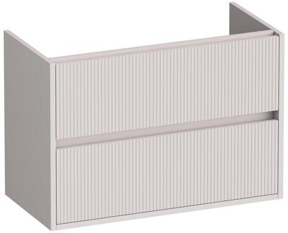 Brauer Adore Wavy - Onderkast Ondiep - 80 cm - met 2 Softclose Lades Greeploos en 1 Sifon Uitsparing - Mat Zand