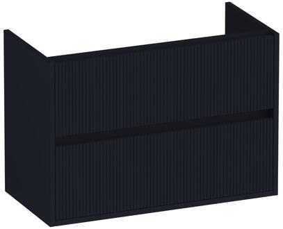 Brauer Adore Wavy - Onderkast Ondiep - 80 cm - met 2 Softclose Lades Greeploos en 1 Sifon Uitsparing - Mat Zwart