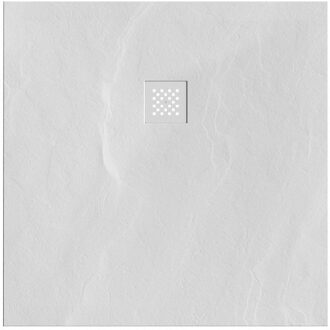 Brauer Asteroid Douchebak 100x100 incl. antislip en antibacterieel mineraalmarmer mat wit DB-AS100100MW Wit mat