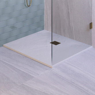 Brauer Asteroid Douchebak 100x100 incl. antislip en antibacterieel mineraalmarmer mat wit DB-AS100100MW Wit mat