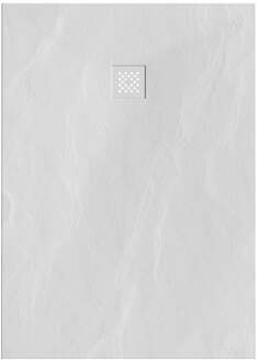 Brauer Asteroid Douchebak 100x140 incl. antislip en antibacterieel mineraalmarmer mat wit DB-AS100140MW Wit mat
