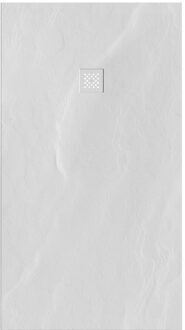 Brauer Asteroid Douchebak 100x180 incl. antislip en antibacterieel mineraalmarmer mat wit DB-AS100180MW Wit mat