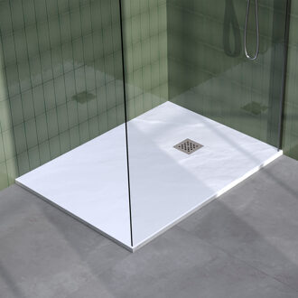 Brauer Asteroid Douchebak 90x140 incl. antislip en antibacterieel mineraalmarmer mat wit DB-AS90140MW Wit mat