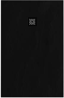 Brauer Asteroid Douchebak 90x140 incl. antislip en antibacterieel mineraalmarmer mat zwart DB-AS90140MZ Zwart mat