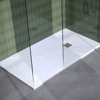 Brauer Asteroid Douchebak 90x160 incl. antislip en antibacterieel mineraalmarmer mat wit DB-AS90160MW Wit mat