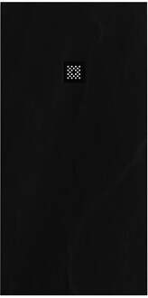 Brauer Asteroid Douchebak 90x180 incl. antislip en antibacterieel mineraalmarmer mat zwart DB-AS90180MZ Zwart mat