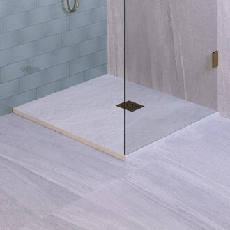 Brauer Asteroid Douchebak 90x90 incl. antislip en antibacterieel mineraalmarmer mat wit DB-AS9090MW Wit mat