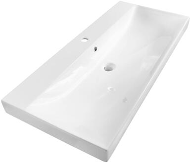 Brauer Aurora Wastafel - 100 cm - met 1 Spoelbak en 1 Kraangat - Keramiek Hoogglans Wit