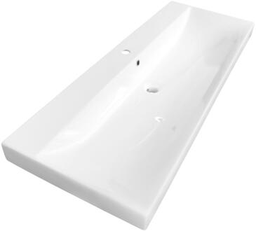 Brauer Aurora Wastafel - 120 cm - met 1 Spoelbak en 1 Kraangat - Keramiek Hoogglans Wit