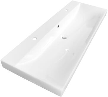 Brauer Aurora Wastafel - 120 cm - met 1 Spoelbak en 2 Kraangaten - Keramiek Hoogglans Wit