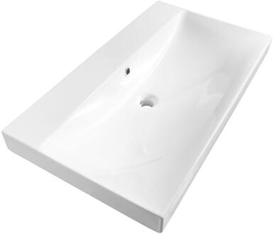 Brauer Aurora Wastafel - 80 cm - met 1 Spoelbak en 0 Kraangaten - Keramiek Hoogglans Wit