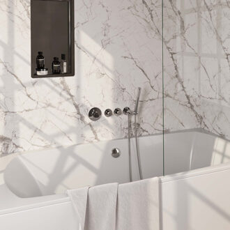 Brauer Badkraan Brauer Thermostatisch Inbouw Rond Glans Chroom 3 Greeps 4 Gats met Handdouche en Badvulcombinatie