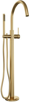 Brauer Badkraan Vrijstaand Brauer Gold Carving met Staaf Handdouche Geborsteld Goud
