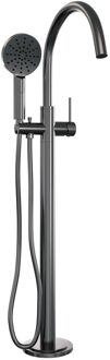 Brauer Badkraan Vrijstaand Brauer Gunmetal Carving met Handdouche 3-Standen Geborsteld Gunmetal