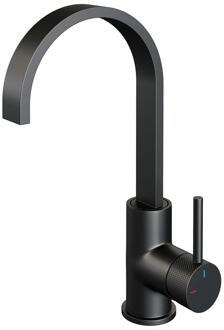 Brauer Black Carving Hoge Opbouw Wastafelmengkraan met Draaibare Platte Uitloop Model A Mat Zwart