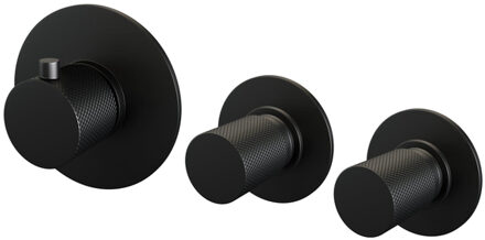Brauer Black Carving inbouw douchethermostaat - met inbouwdeel - 3 carving knoppen - mat zwart 5-S-089 Zwart mat