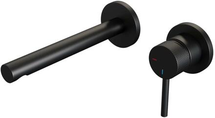 Brauer Black Carving Inbouw Wastafelmengkraan met Rechte Uitloop en Rozetten Model A1 Mat Zwart