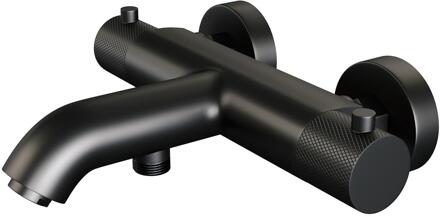 Brauer Black Carving Opbouw Baddouche Thermostaatkraan - Mat Zwart