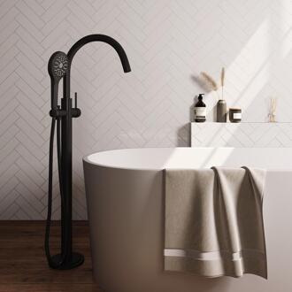 Brauer Black Carving Vrijstaande Vrijstaand Badmengkraan - met 3 Standen Handdouche - Doucheslang - Mat Zwart